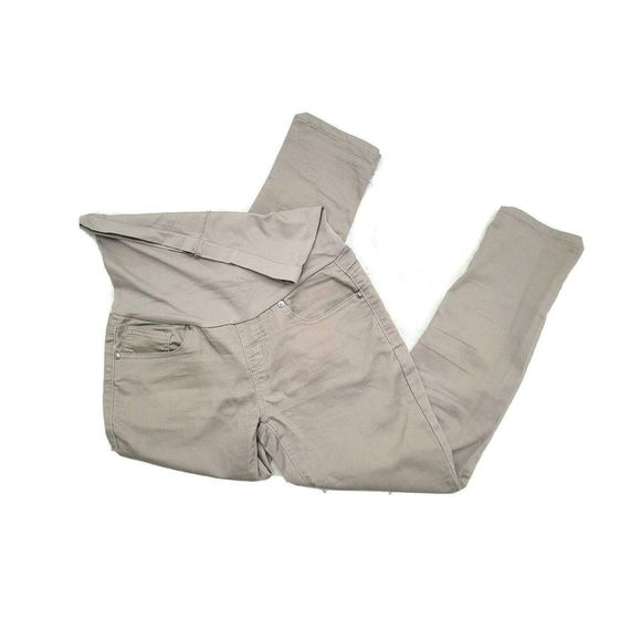 Bellavida Maternity Tan Khaki Skinny Pants Womens Sz Small Full Panel Stretchy - Picture 1 of 5